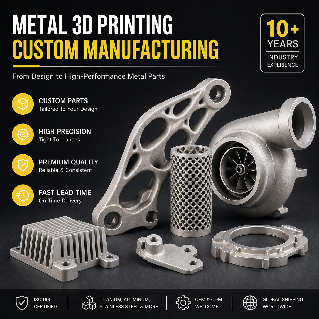 China Supplier ISO 9001 Certified High Precision Titanium 3D Print Aerospace Metal Parts Metal Crafts