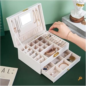 Retro Rectangle Drawer Cosmetic <b>Case</b> <b>Earrings</b> Ring Jewelry Packaging Display Box with Customizable Materials - Product Image 5