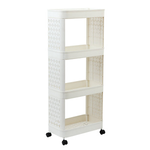 Étagère de rangement pour salle de bain Kashiwamonoya à 4 niveaux, chariot mobile avec roulettes pour l'organisation des toilettes et de la cuisine - Product Image 4