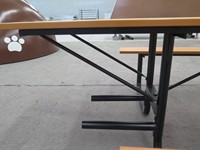 Mesa ADA de madera de Metal para restaurante al aire libre con Banco, mesa de Picnic rectangular recubierta de termoplástico de 4 "6" 8 "para discapacitados
