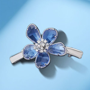 MyMuyu Blue Flower Hair Clip Crystal Petal Party Headdress Women's Hair Accessory - Product Image 1
