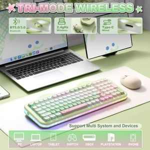 OEM ODM C98 Niedliche Kabellose Mechanische Tastatur Grüner Mao Candy Switch Cake-Tastatur 99 Tasten mit Nummernblock MOA Keycaps BT5024GUS - Product Image 3