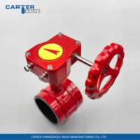 Vanne papillon rainurée Carter en fonte ductile, acier inoxydable, à joint torique, à commande manuelle par levier, à engrenage à vis sans fin, électrique