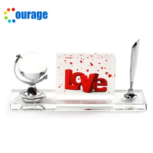 Custom boss gift pen loops sublimation crystal glass table decoration with tellurion BSJ-23