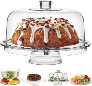 <strong>Rotating</strong> Acrylic Dome Clear <strong>Cake</strong> Display <strong>Stand</strong> Cover Revolving Tray Holder for Party Wedding Dessert Fruit Serving - Product Image 1