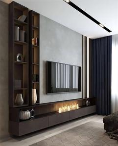 Nouveau Meuble TV Mural Design Kejia en Bois, Luxueux Ensemble Support TV et Table TV pour Maison avec <span class=keywords><strong>Cheminée</strong></span> Électrique - Product Image 1