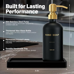 En gros, Distributeur de savon liquide pour les mains en verre de 16 oz avec pompe pulvérisatrice, pour hôtel, fixation murale - Product Image 2