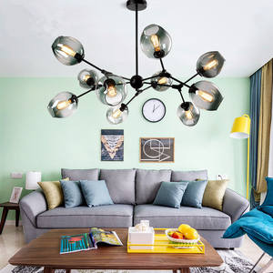 โคมไฟระย้าวินเทจสำหรับห้องนั่งเล่นห้องนอนโคมไฟแขวนที่ทันสมัย​​อาร์ตเดโคสีเทาควันบุหรี่โคมไฟระย้าแก้วเป่าด้วยมือ - Product Image 3