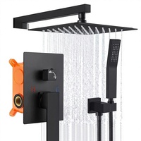 Ensemble de douche mural dissimulé de style américain, électroplaqué, à économie d'eau et pressurisé, avec jets pluie et massage, pour le commerce extérieur