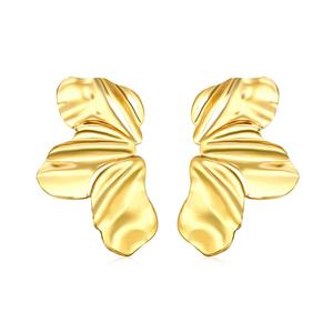 Dainty Twist Half Flower Stainless Steel <b>Earrings</b> Jewelry Non Tarnish Floral Petal 18K Gold Plated <b>Stud</b> <b>Earrings</b> for Women - Product Image 6
