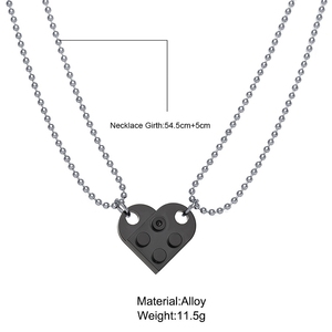 G393 moda 2 unids/set elementos de bloques de construcción costura pareja amante corazón ladrillo aleación colgante collar para amantes mujeres hombres - Product Image 5