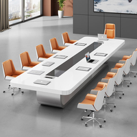 Table de conférence moderne en panneaux de bois de grande taille, bureau ergonomique pour salle de réunion, bureau de luxe personnalisable pour usage commercial