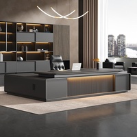LBZ-164X Bureau de direction de luxe haut de gamme avec armoire latérale, design ovale moderne, mobilier commercial