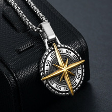 <b>Vintage</b> Kompass <b>Compass</b> Nautical Way Guidance Hand 18K Gold Plated Stainless Steel Pendant Fashion Jewelry Necklaces Mens - Product Image 3