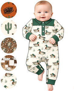 Ropa Casual de Primavera/Otoño para Niños Recién Nacidos, Diseño de Patos y Alces, 95% Algodón, 5% Elastano, Tela de Lana Peinada, para Hermanos - Product Image 1