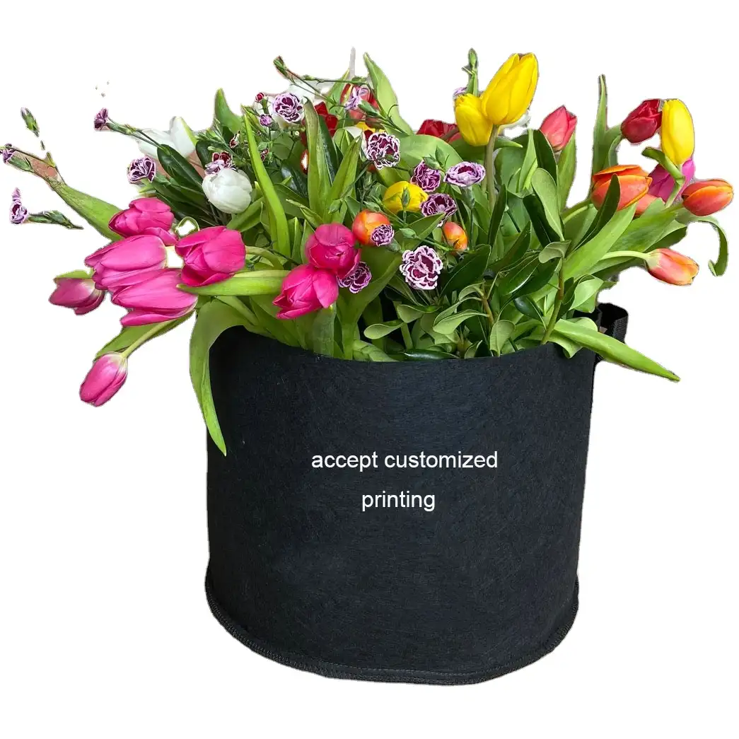 Özel yapılmış boyut ağır hizmet tipi 10,15,20,25 galon yüksek kaliteli kumaş keçe çanta için çiçek ve bitki
