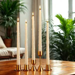 LANJO Bougies coniques élégantes en perles blanches, longues, non parfumées, faites à la main, pour Noël, mariages, centres de table et décoration intérieure - Product Image 4