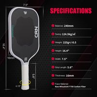 Raquette de pickleball légère en fibre de carbone T700 avec noyau en mousse EPP, durable, contrôle de puissance amélioré