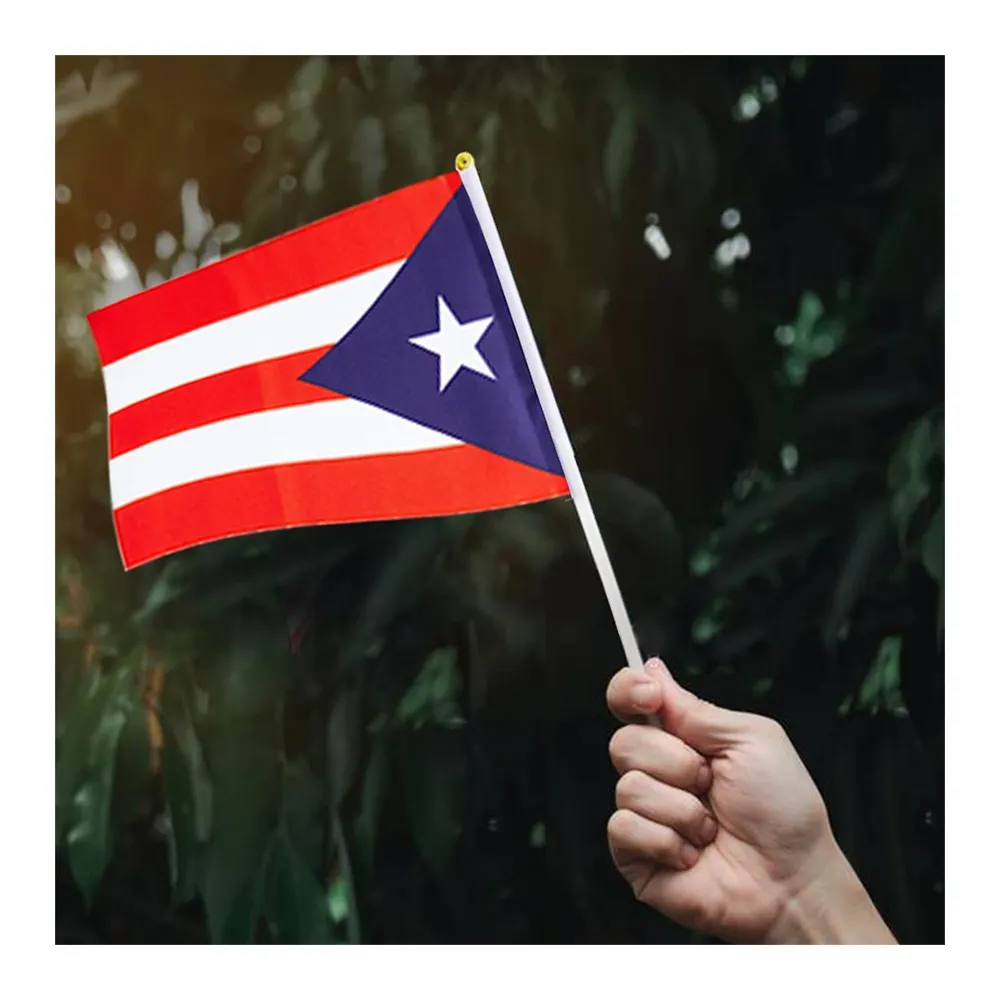 Bar Restaurant Display Puerto Rico Flag Puerto Rican Small Stick Mini Hand Held Waving Flags