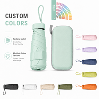 Parapluie compact 5 plis avec étui, format de poche, protection solaire, imperméable double sens, vente en gros, logo personnalisé