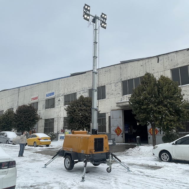Rescue Mining AC Mobile Lighting Tower Trailer Diesel Engine Generator 1000w*4 LED Light Tower Sale
