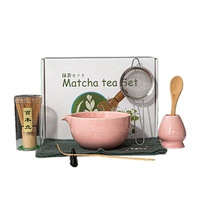 Ensemble de matcha en céramique en gros avec fouet, bol et tamis - Ensemble de fouet à matcha japonais traditionnel pour cadeau et cérémonie du thé
