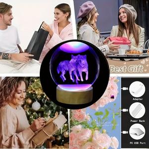 Nueva Lámpara de Noche con Bola de Cristal 2024, Adorno Luminoso con Base de Resina, Adorno Artesanal de Vidrio, Tallado Interno en 3D, Regalo de Cumpleaños - Product Image 6