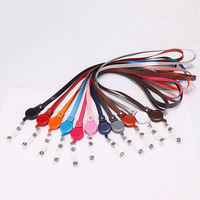 Pemegang kartu kalung bisnis ID kulit Pu lencana leher Lanyard dompet bertali dompet