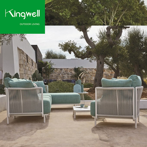 Divano <span class=keywords><strong>da</strong></span> Giardino in Alluminio Moderno di Lusso per Hotel, Resistente Intreccio in Corda, Arredamento <span class=keywords><strong>da</strong></span> <span class=keywords><strong>Esterno</strong></span> per Patio e Soggiorno, Direttamente dalla Fabbrica - Product Image 2