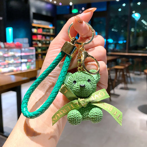 Hot-Selling Resin <b>Bear</b> Keychain Black <b>Pink</b> 3D <b>Bear</b> Keychains for Couple Backpack Claw Machine Prize Gift - Product Image 5