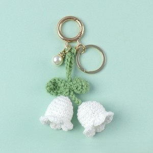 Portachiavi fiori fatti a mano in maglia di lana con ciondoli per borse da <span class=keywords><strong>donna</strong></span> all'uncinetto portachiavi per auto - Product Image 6
