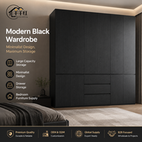 Armoire Moderne Minimaliste en MDF Robuste et Durable pour Chambres de Petites et Moyennes Tailles, Grande Capacité, Noire, Idéale pour Rangement de Gym