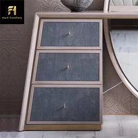 Ensemble commode de maquillage rose et Offre Spéciale lumineuse de luxe en bois massif coiffeuse en métal incrusté avec grand miroir rond et tiroirs