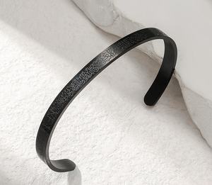 سوار ديني 6 في الجملة سوار مطلي بالذهب عيار 18 من الفولاذ المقاوم للصدأ-سوار كفة عربي بنقش مزدوج - Product Image 4