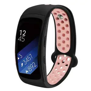 Tali gelang olahraga untuk Samsung Gear Band untuk Fit 2 SM-R360 silikon lembut pengganti Fit 2 Pro SM-r365 jam tangan pintar berpori