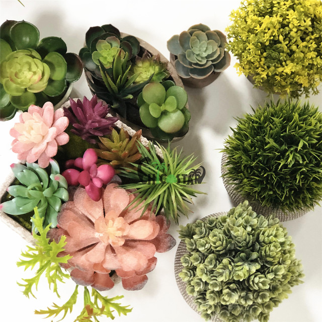 Wholesale Home Indoor Decorative Artificial Small Succulents Potted Mini Plants