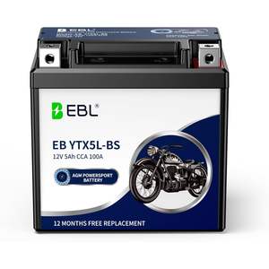 Batterie de moto EBL YTX5L-BS neuve 12V 5Ah AGM scellée sans entretien compatible avec Honda YUASA Yamaha ETX5L-BS YTX4L-BS - Product Image 2