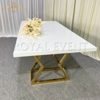 Nouveau Style Rectangle Doré En Acier Inoxydable Table Hôtel Banquet Tables À Manger pour Les Événements De Mariage
