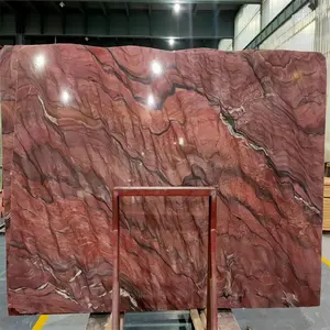 Factory Wholesale High Quality Popular Fusion Red Color Quartzite Silk Imperial Red Granite Rub Red Granite Interior Pavers