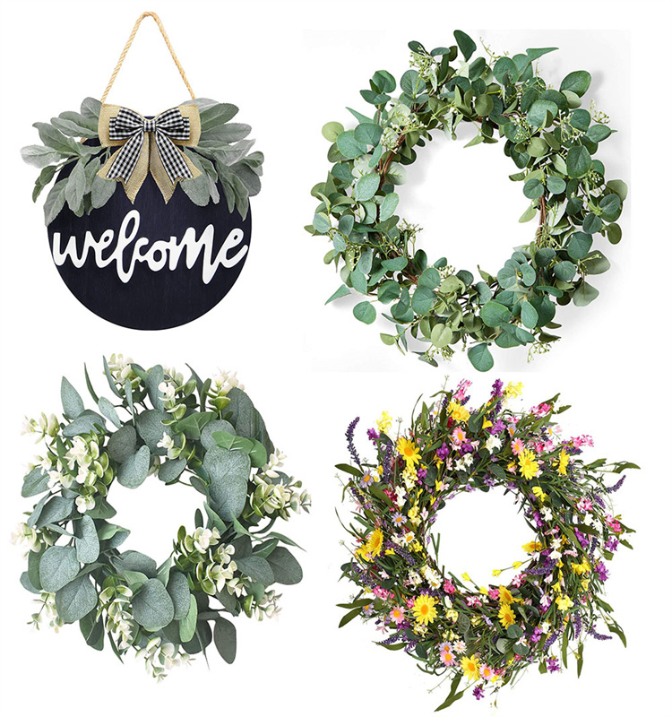 20inch Artificial Eucalyptus Leaves Wreath with Big Berries for Front Door Wall Window  Decoration