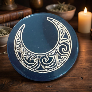 Vente en gros Shri Yantra Plaque de disque de pierres précieuses Agate noire sculptée Style Feng Shui Guérison Reiki Semblable au Quartz Améthyste - Product Image 4