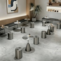 Ensemble table ronde petite et tabourets en acier inoxydable noir de luxe Yeehon pour café, restaurant et salon d'hôtel