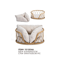 Lit rond en rotin pour animaux de compagnie, canapé pour chat en osier avec coussin rebondissant en peluche, nid douillet pour chien, meubles pour animaux de compagnie anti-anxiété, vente en gros directe usine