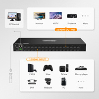 TESmart 16x16 pour matrice HDMI 4K 30Hz 1080P 60Hz, prise en charge des ports RS232 et LAN, télécommande IR, montage en rack pour centres de commande et de contrôle