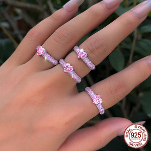 Anillo <span class=keywords><strong>de</strong></span> Eternidad <span class=keywords><strong>de</strong></span> Plata <span class=keywords><strong>de</strong></span> Ley 925 con Forma <span class=keywords><strong>de</strong></span> Corazón y Circonitas Rosas para Mujer, Anillo <span class=keywords><strong>de</strong></span> Compromiso Romántico para Enamorados, Regalo <span class=keywords><strong>de</strong></span> Joyería - Product Image 3