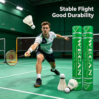 WECAN Green Professional Goose Feather Shuttlecock Sandwich Cork Eco-Friendly High Durability Badminton Training & Competition