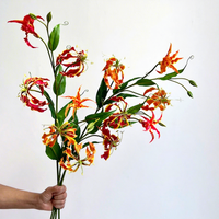 Realistische Gloriosa-Lilie Künstliche Flammenlilie 78cm Großhandel Exotische 3D-Gedruckte Seidenblumen für Boho-Hochzeit Heimdekoration