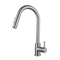Robinet d'évier de cuisine en acier inoxydable ménage chaud et froid robinet à traction rotative télescopique multifonctionnel