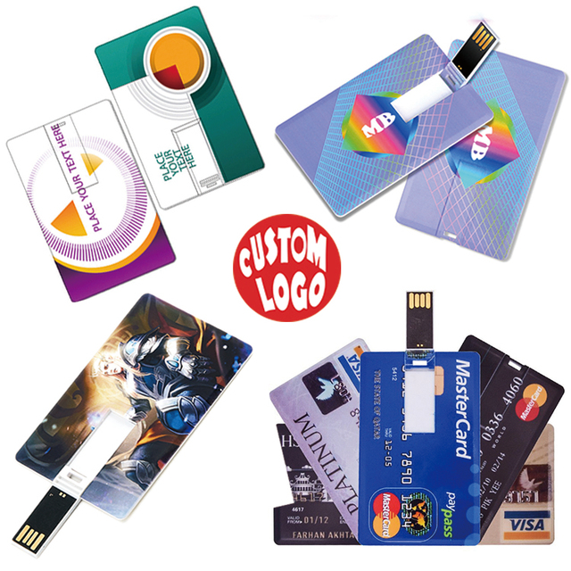 Promotional Gift Custom Logo USB Flash Disk Full Color Printing Popular High Speed Card-shaped USB Flash Drives ID Card