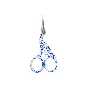 Charmkey Blue <b>Floral</b> Pattern Embroidery & Sewing <b>Scissors</b> Stainless Steel Sharp Blade Zinc Alloy Handle 9CM - Product Image 1